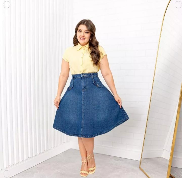 Saia Mid Jeans Princesa