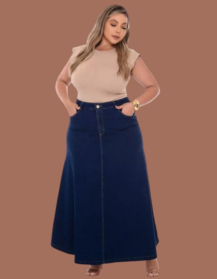 Saia Longa Plus Jeans