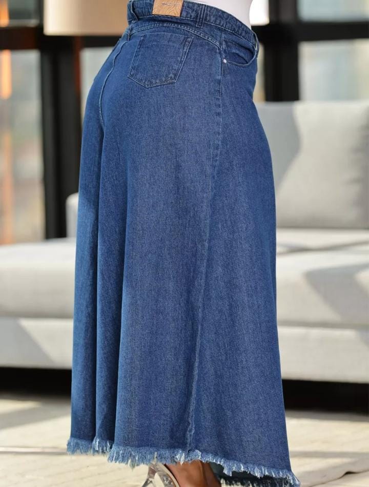 Saia Longa Jeans Plus