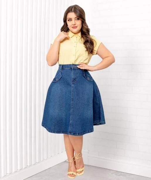 Saia Mid Jeans Princesa