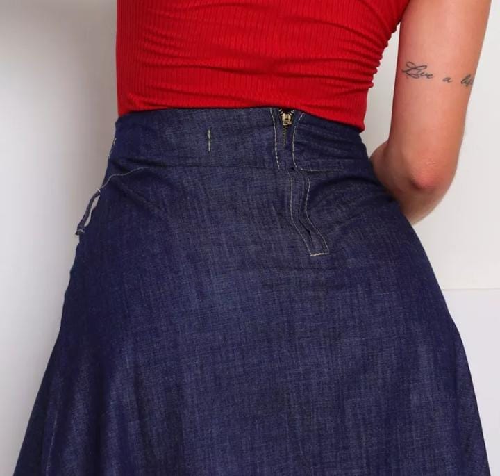 Saia Longa Jeans Cintura alta